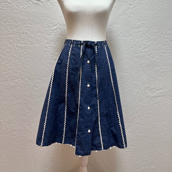 Vintage Meadowbank Denim Button-Up Skirt - XS - Picture 1 of 12